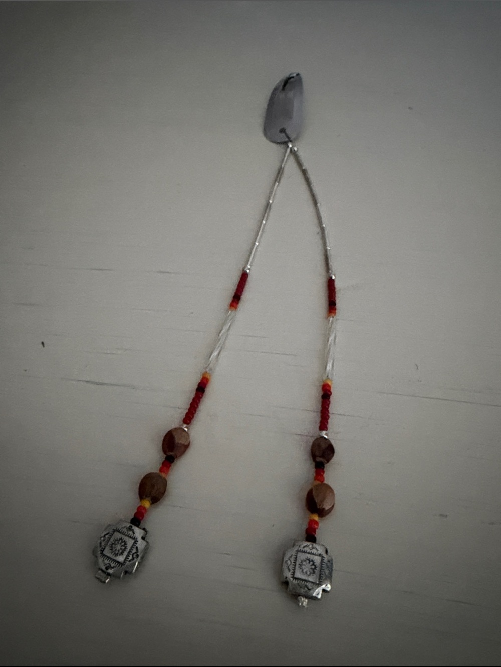 NWOT Hand-crafted Beaded Dangling Hair Clip with Silver Accents